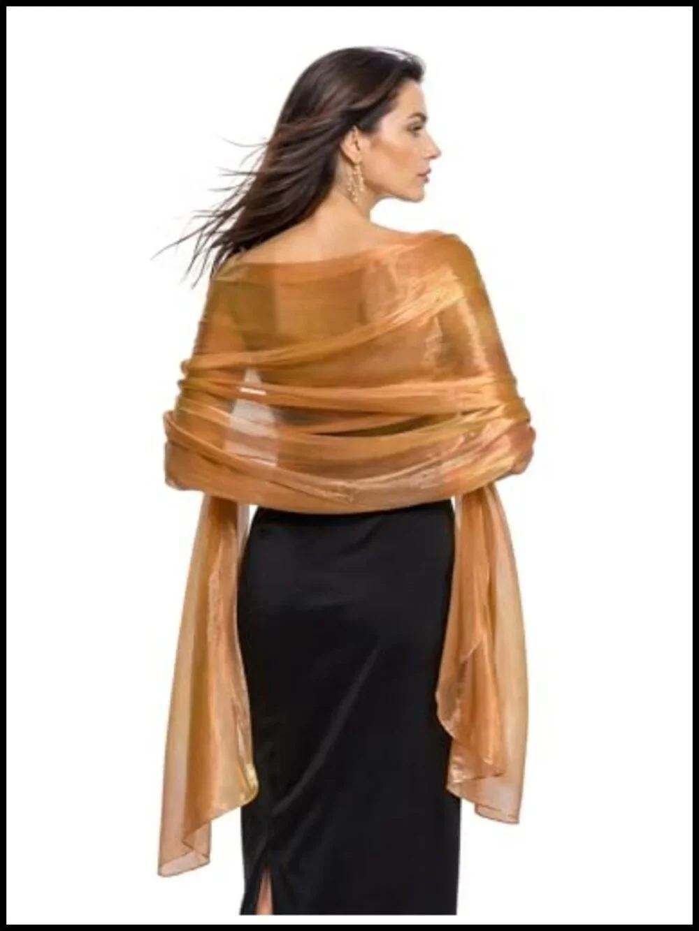 Women's Sheer Silky Organza Wrap Shawl for Evening Dress Wedding Bridal Party